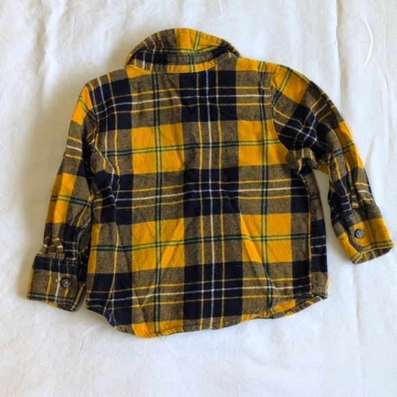 old navy yellow plaid cotton flannel button down shirt 18-24 months baby boy - Picture 5 of 5
